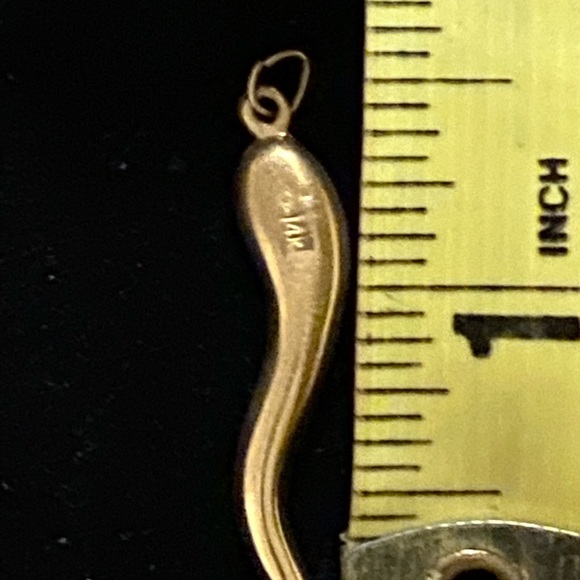 💛NWOT VTG 14K Solid Gold Italian Large Horn Pendant - Picture 4 of 11